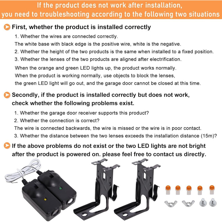 Garage Door Sensor Compatible with Lift master Chamberlain Sears Craftsman Garage Door Opener Made After 1997, 41A5034 G801CB-P Garage Door Safety Sensor Kit with 2 Mounting Brackets