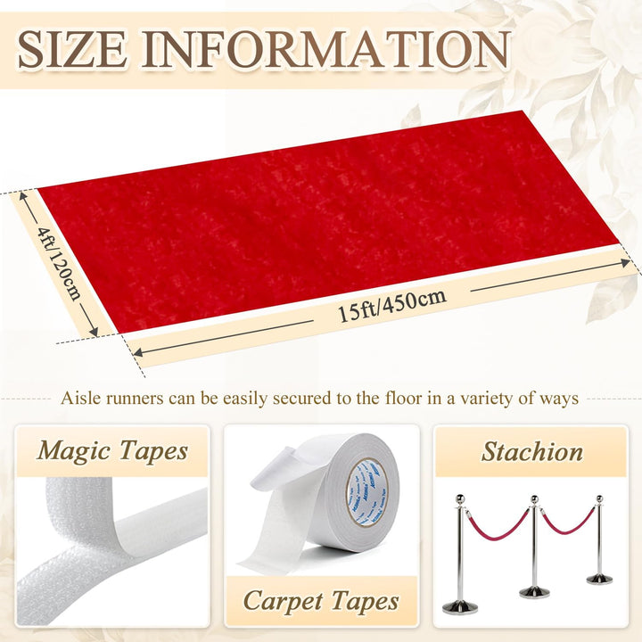 Red Aisle Runner for Wedding Ceremony 4x15 FT Sequin Aisle Runner Glitter Aisle Runner for Outdoor Rug Runner Carpet Runner for Party Aisle Floor Runner Aisle for Church Beach Weddings