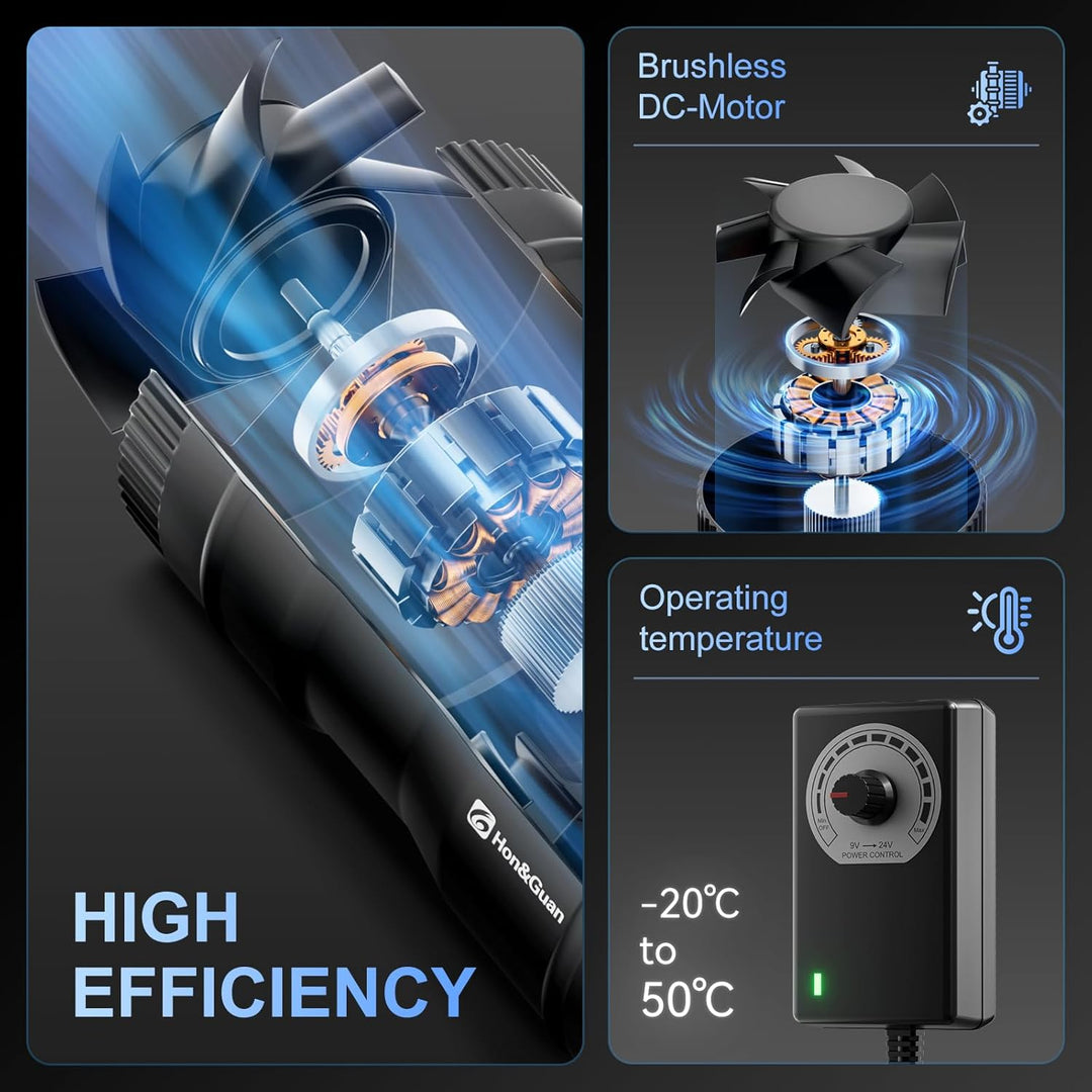 6 Inch Inline Booster Duct Fan with Speed Controller - 345 CFM Airflow with 19.2W Ultra-Low Power and Low Noise