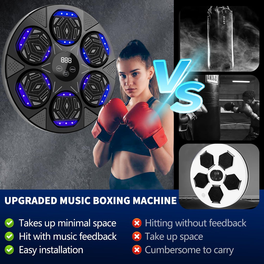 Smart Music Boxing Machine with Premium Boxing Gloves, Bluetooth Training Machine with LED Electronic Wall Mounted, Home Workout Boxing Target Machine for Adults and Kids