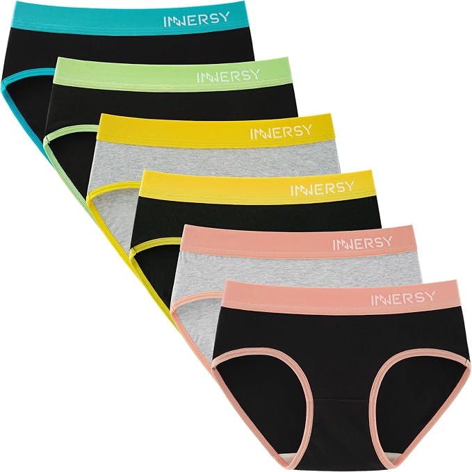 Girls' Soft Cute Underwear Cotton Panties for 8-16 Years Old Teens 6-Pack XL 14-16