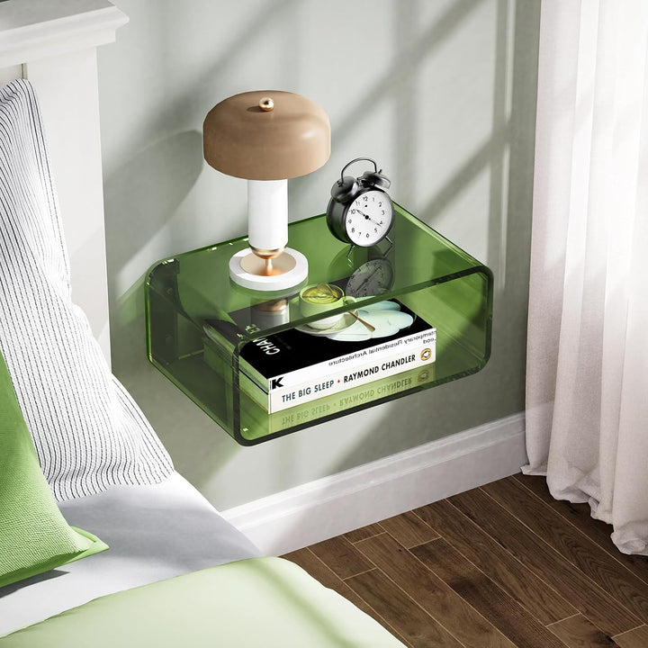 Clear Acrylic Floating Nightstand Shelf, 1-Tier