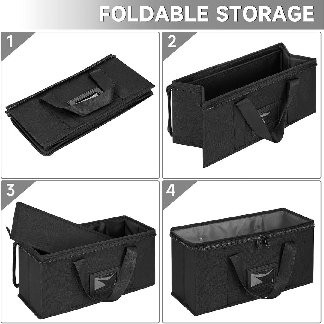 6 Pack CD Storage Boxes, CD Case Holder Organizer with Clear PVC Lid and Index Labels- 13.4"x 6.3"x 5.5" CDs Storage Holder Bags, Each Hold up to 31 CDs Jewel Cases or 170 Discs -6 Pack