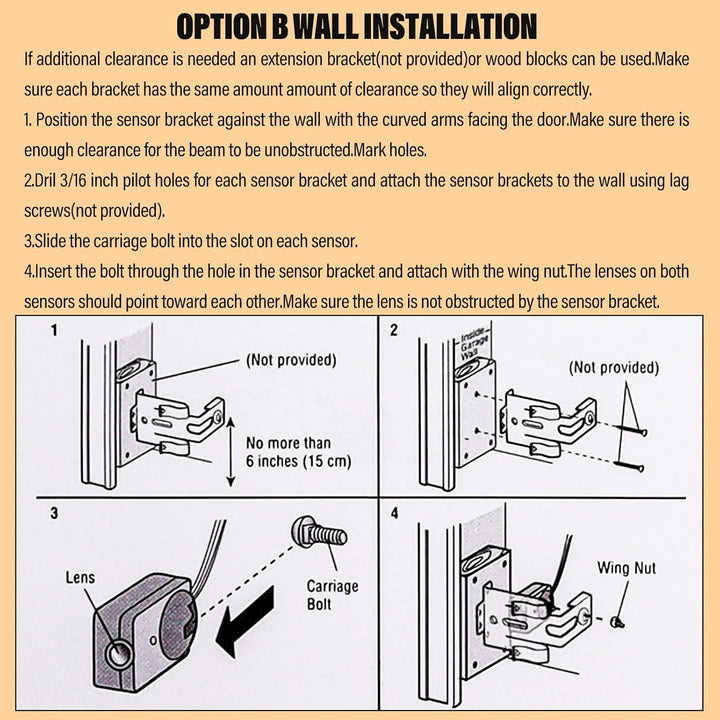 Garage Door Sensor Compatible with Lift master Chamberlain Sears Craftsman Garage Door Opener Made After 1997, 41A5034 G801CB-P Garage Door Safety Sensor Kit with 2 Mounting Brackets
