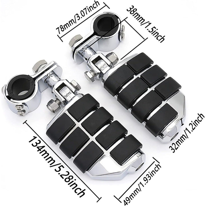 Motorcycle Highway Pegs Footrest with Mount Clamp Kit Fit for Harley Touring Road Glide Street Glide Electra Glide Road King Yamaha Suzuki Kawasaki (Chrome)