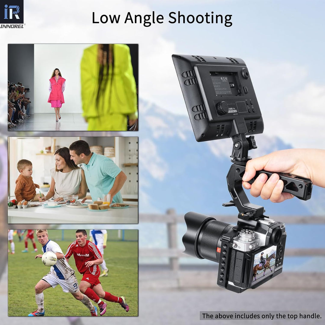NH130 Top Handle and NATO Rail Kit, Comfort Ergonomic CNC Aluminum Alloy Grip, with Quick Release NATO Clamp, 3 Cold Shoes and 1/4" 3/8" ARRI Threads, for Camera Cage Video Rig, Max Load 10kg