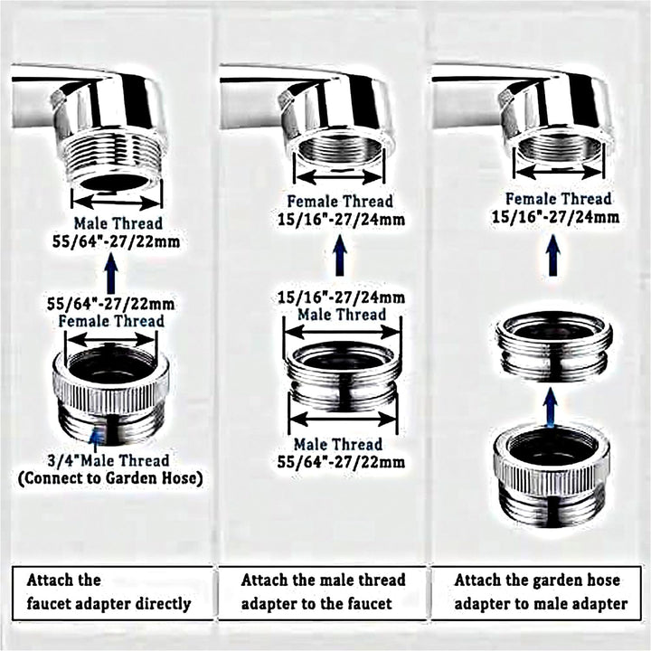 Faucet Adapter with Aerator, 3/4 Inch Garden Hose Connector, Kitchen Brass Faucet to Garden Hose Adapter