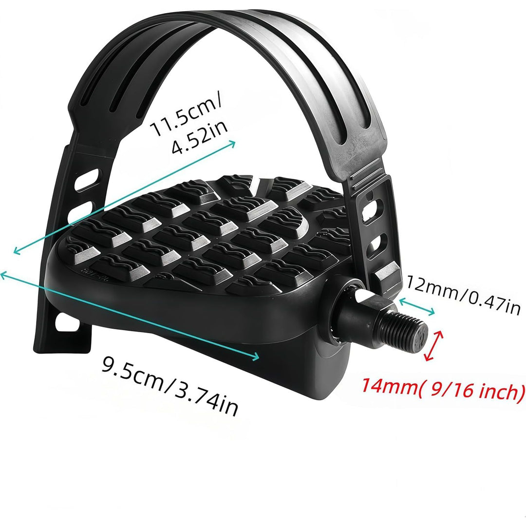 Exercise Bike Pedals, Spin Bike Pedal Replacement with Strap, Exercise Replacement Parts Stationary Pedals for Spin Cycling Bike, Indoor Exercycle Bike, Recumbent Bicycle