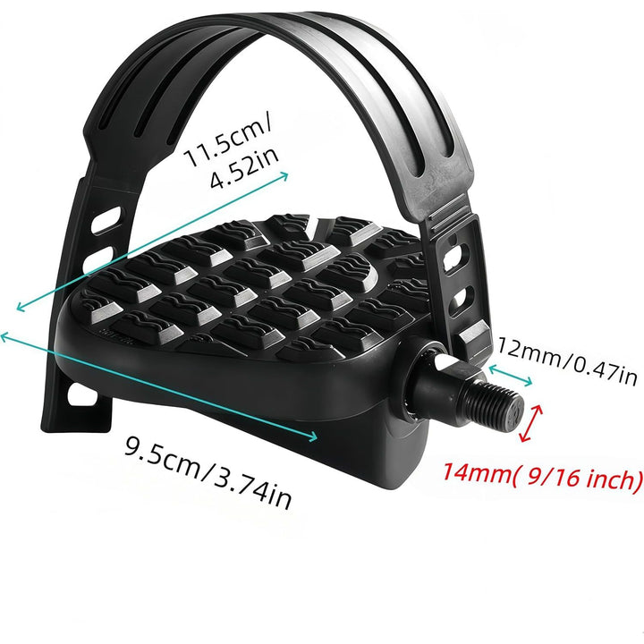 Exercise Bike Pedals, Spin Bike Pedal Replacement with Strap, Exercise Replacement Parts Stationary Pedals for Spin Cycling Bike, Indoor Exercycle Bike, Recumbent Bicycle