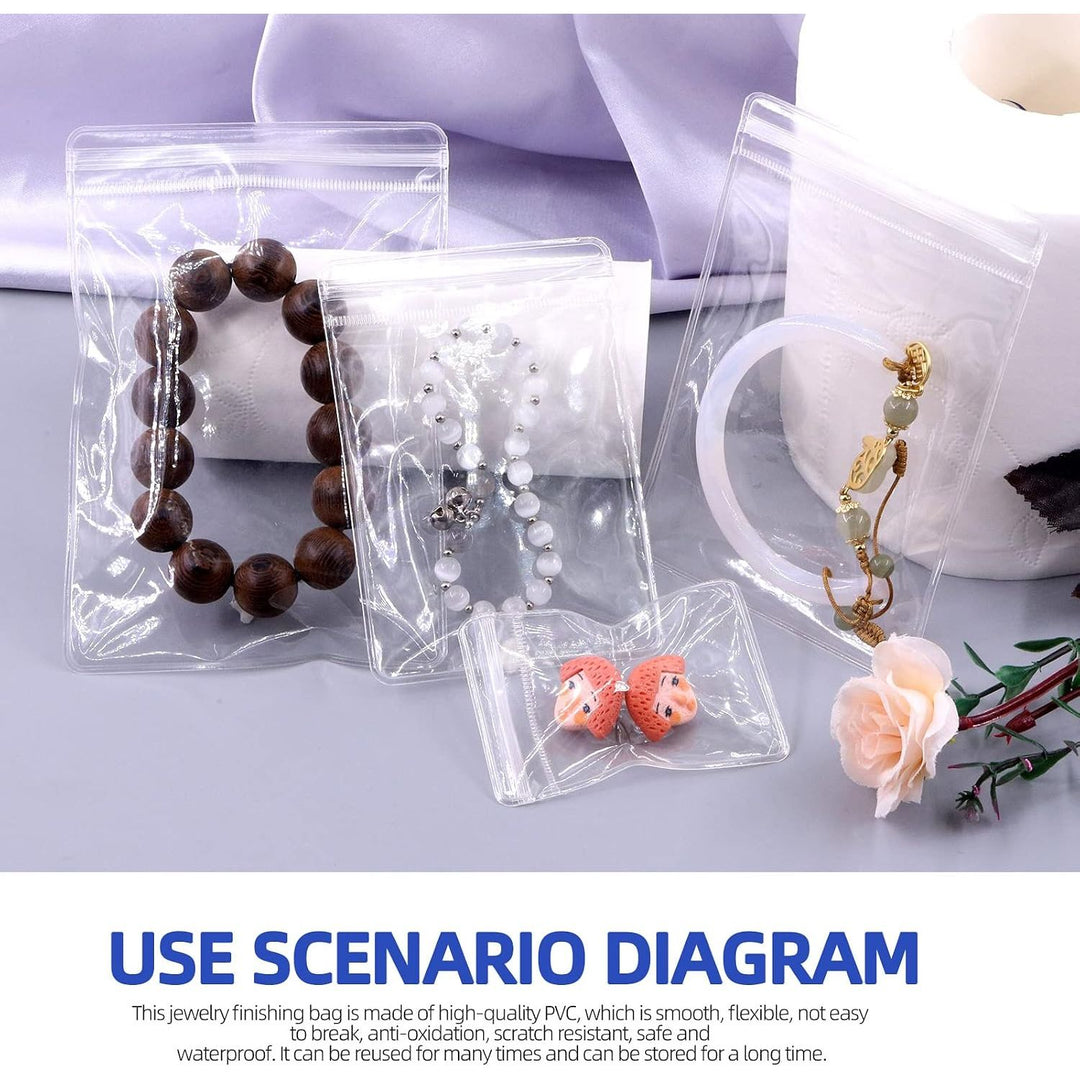 160Pcs 5 Size PVC Self Seal Jewelry Bags Plastic Zipper Bag Clear Storage Bags Jewelry Packaging Pouch with 30Pcs Anti Tarnish Tabs Strips Kit for Holding Jewelry Necklace Earring Ring Bracelet