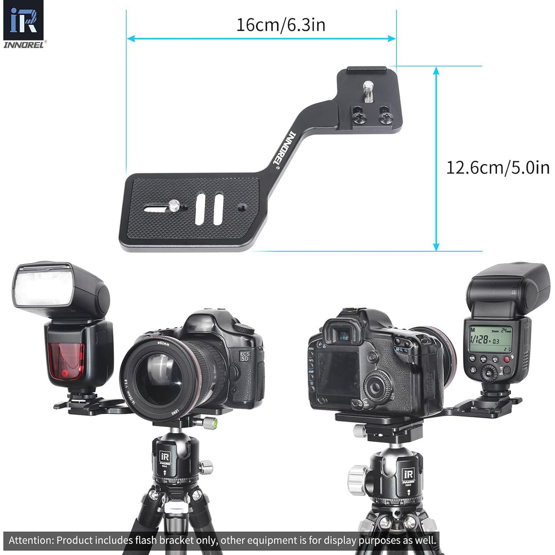 Camera Flashlight Tripod Bracket Professional Multi-Functional Portable Universal Aluminum Bracket with Dual 1/4" Screw Mount Holder for DSLR Camera Stand Shooting LED Light Stand