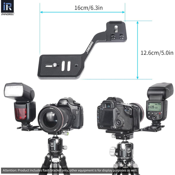 Camera Flashlight Tripod Bracket Professional Multi-Functional Portable Universal Aluminum Bracket with Dual 1/4" Screw Mount Holder for DSLR Camera Stand Shooting LED Light Stand