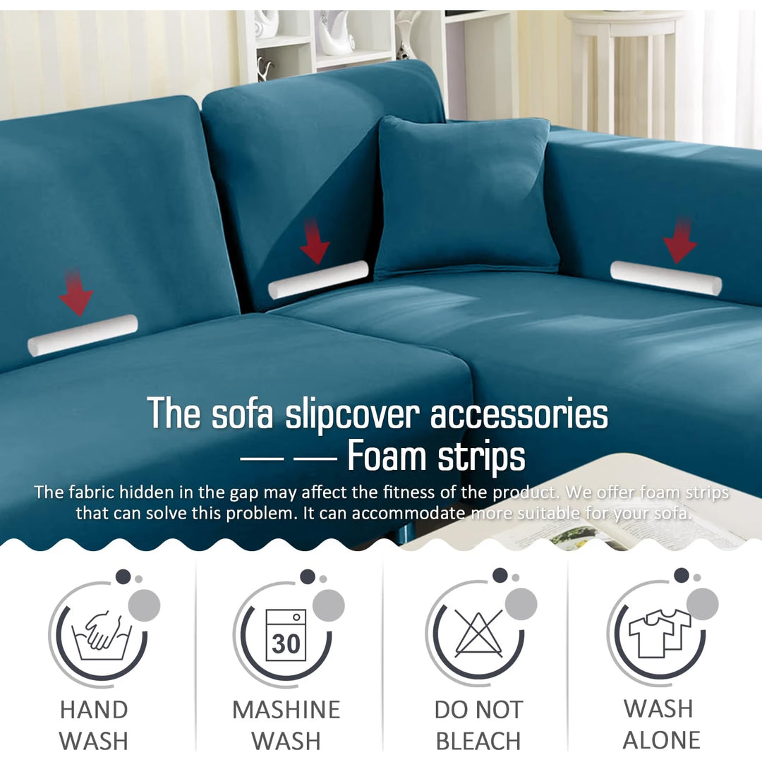 Sectional Couch Covers Stretch 2pcs Sofa Covers for L Shaped Couch Softness Sofa Slipcovers 3 Seater + 3 Seater with 2pcs Pillowcases L-Type Polyester Fabric Couch Covers (Turquoise Blue)