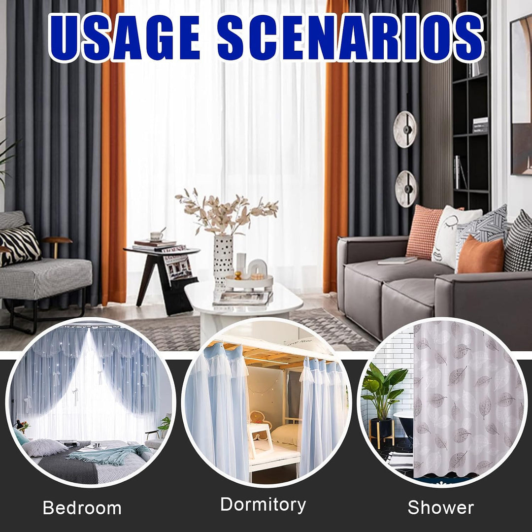 155Pcs 5M/16.4ft White Bendable Curved Ceiling Curtain Track Set, Includes 40Pcs 3.5CM Curtain Hooks, 40Pcs Curtain Clips for U Shape L Shape Shower Curtains Bay Window Room Divider