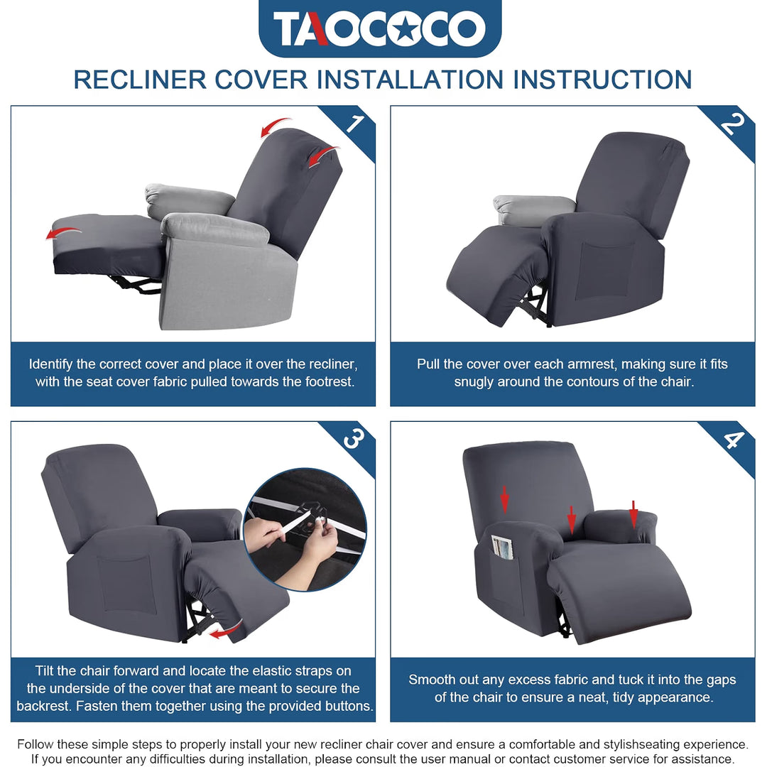 Recliner Chair Covers Stretch Recliner Covers for Recliner Chair with Arms, Soft Polyester Fabric Reclining Chair Cover 3-Pieces Furniture Protector - Fits Most Recliner Sizes (Dark Gray)
