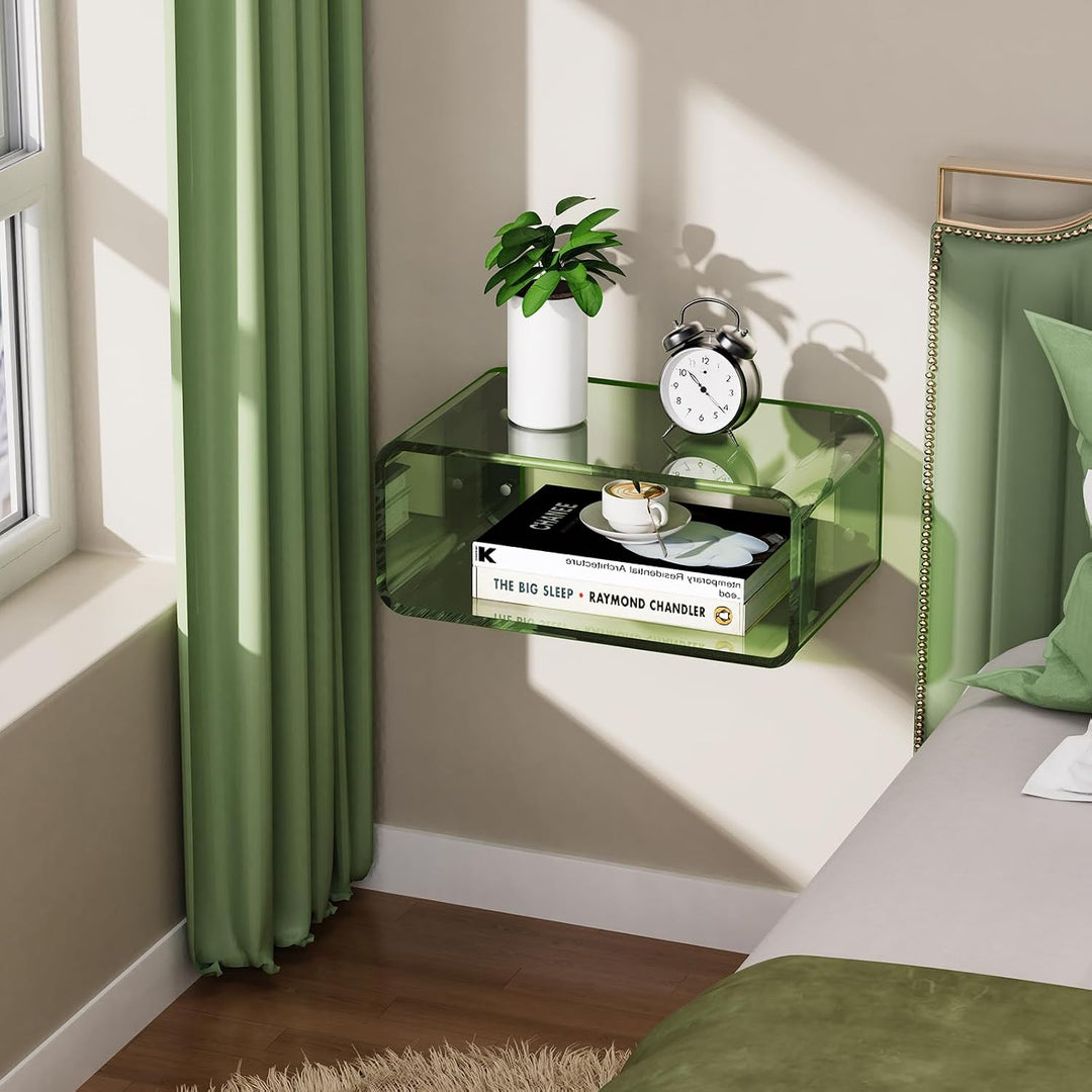 Clear Acrylic Floating Nightstand Shelf, 1-Tier