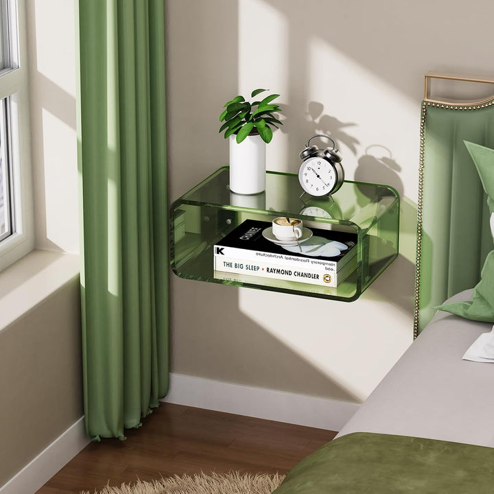 Clear Acrylic Floating Nightstand Shelf, 1-Tier