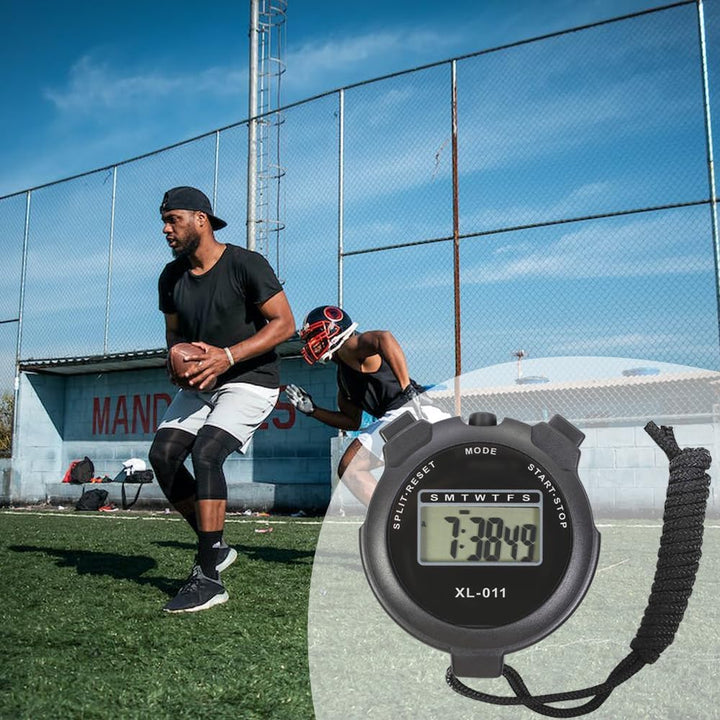 6-Pack Digital Sport Stopwatch Timer, Electronic Large Display with Date Time and Alarm Function, Multi-Function Sports Coaches Fitness Coaches and Referees Black