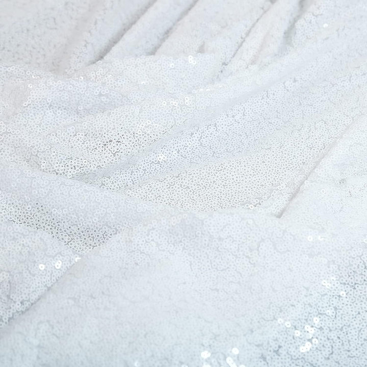 White Sequins Christmas Tablecloth 90x132 Inches Seamless Reversible Sequin Fabric Sequin Fabric for Table Overlays Wedding Birthday Family Gathering
