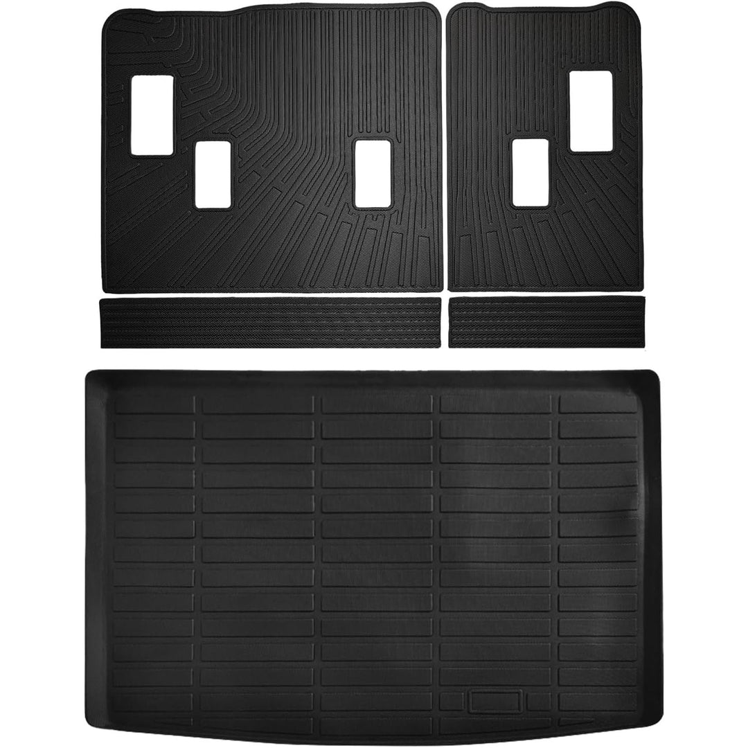 Floor Mats for Chevy Chevrolet Suburban/GMC Yukon XL 2024-2021 Floor Mats & Cargo Liner with Backrest Mat Full Set All Weather Protection TPE for Suburban Accessories (8seat)