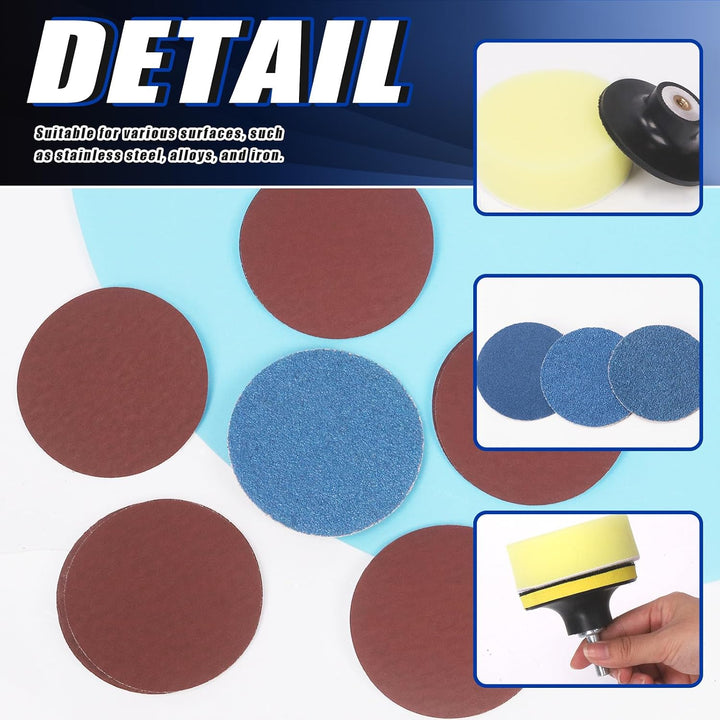120Pcs Sanding Discs Assortment Kit, 3 Inch Quick Change Discs 80-3000 Grit Roll Lock Grinding Discs Surface Conditioning Discs with 1/4 inch Holder for Die Grinder Surface Rust Removal