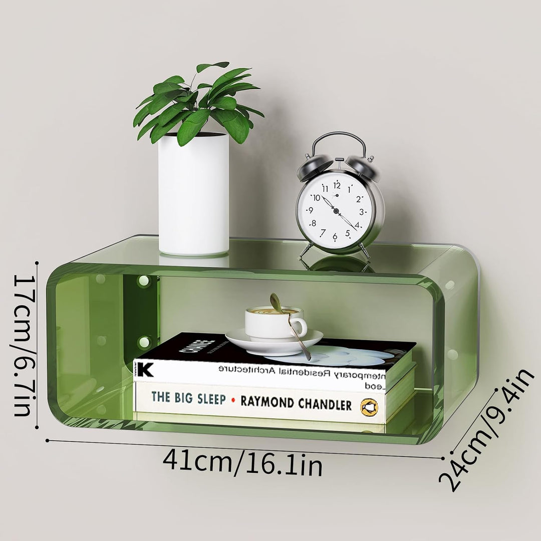Clear Acrylic Floating Nightstand Shelf, 1-Tier