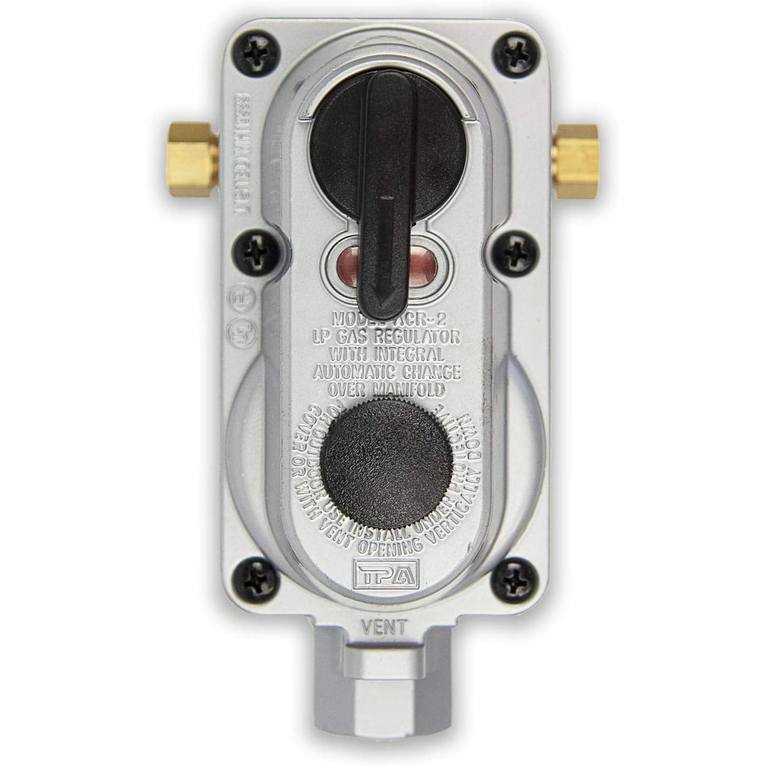 2-Stage Auto Changeover LP Propane Gas Regulator for RVs, Vans, Trailers, Silver