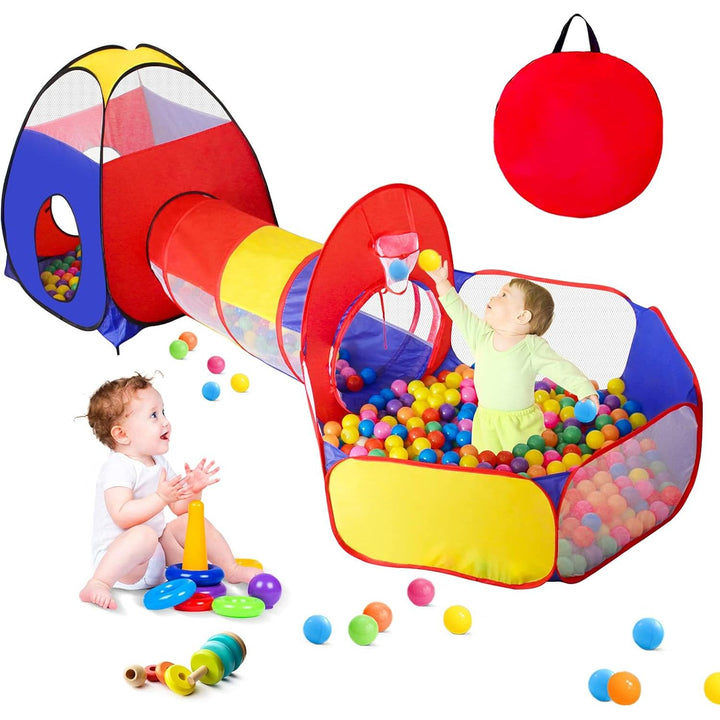 3pc Ball Pit for Toddlers with Kids Play Tent Baby Tunnel, Toys for Boys and Girls Indoor Outdoor, Pop Up Kids Fort Playhouse, Balls NOT Included (Classic)