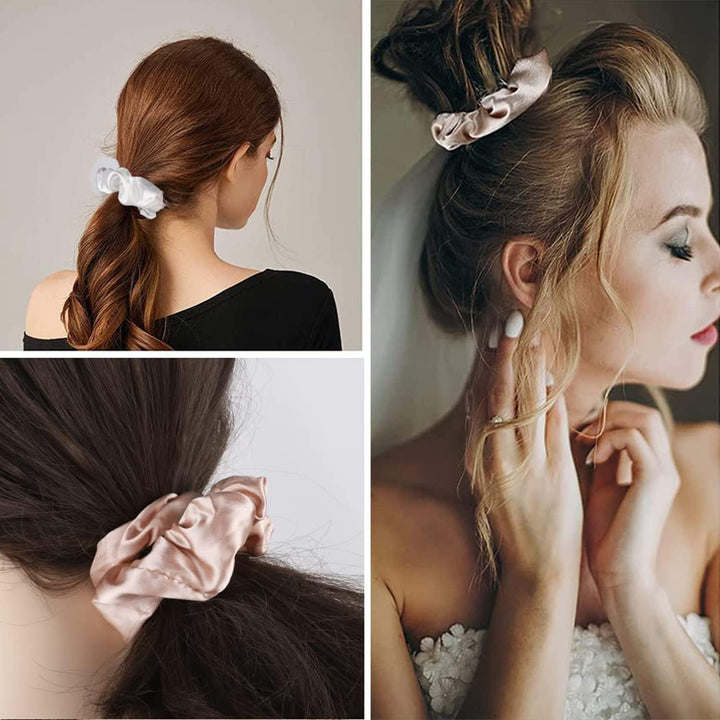 7Pcs Bridesmaid Scrunchies, Satin Bridesmaid Proposal Gifts Hair Band Set, Bachelorette Party Elastics Hair Ties, Hair Ponytail Holders for Bridal Shower Gifts, Wedding Favors