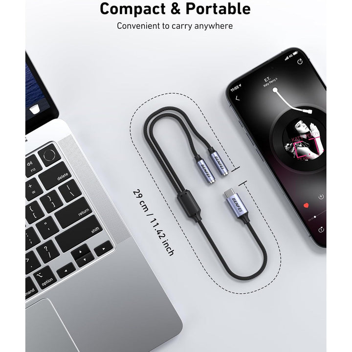 USB C to Dual 3.5mm Audio Splitter, Headphone Adapter for 2 People to Share Music & Movies, Compatible with iPhone 16/15 Pro Max/Pro/Plus, Samsung GalaxyS23/S22, iPad Pro, MacBook, Pixel & More