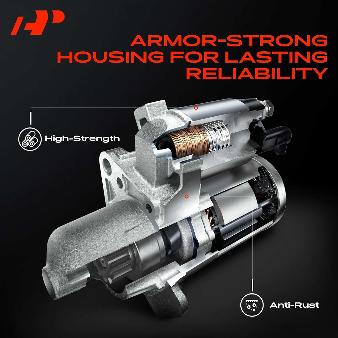 Starter Motor Compatible with Honda CR-V 2002 2003 2004 2005 2006 2.4L L4 Engine, 1.6KW 12V 9 Teeth Clockwise, Replace# 17844N, 31200-PPA-505, 31200-PPA-A01