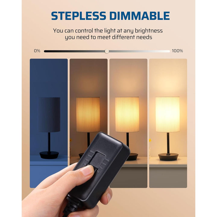 Plug in Dimmer Switch for Lamp, Table Lamp Dimmer for Dimmable LED/CFL Lights and Incandescent Bulbs, Full Range Slide Control, Extension Cord Dimmer, Black