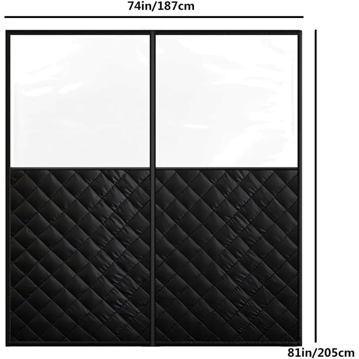 72"X 80"Magnetic Thermal Insulated Door Curtain Winter Door Curtain Insulated Curtains For Thermal Upgraded Oxford Cloth Filled Thicken Cotton Winter Cover To Basement Laundry Room(Black + Clear) - Just Closeouts Canada Inc.X004GVH56H