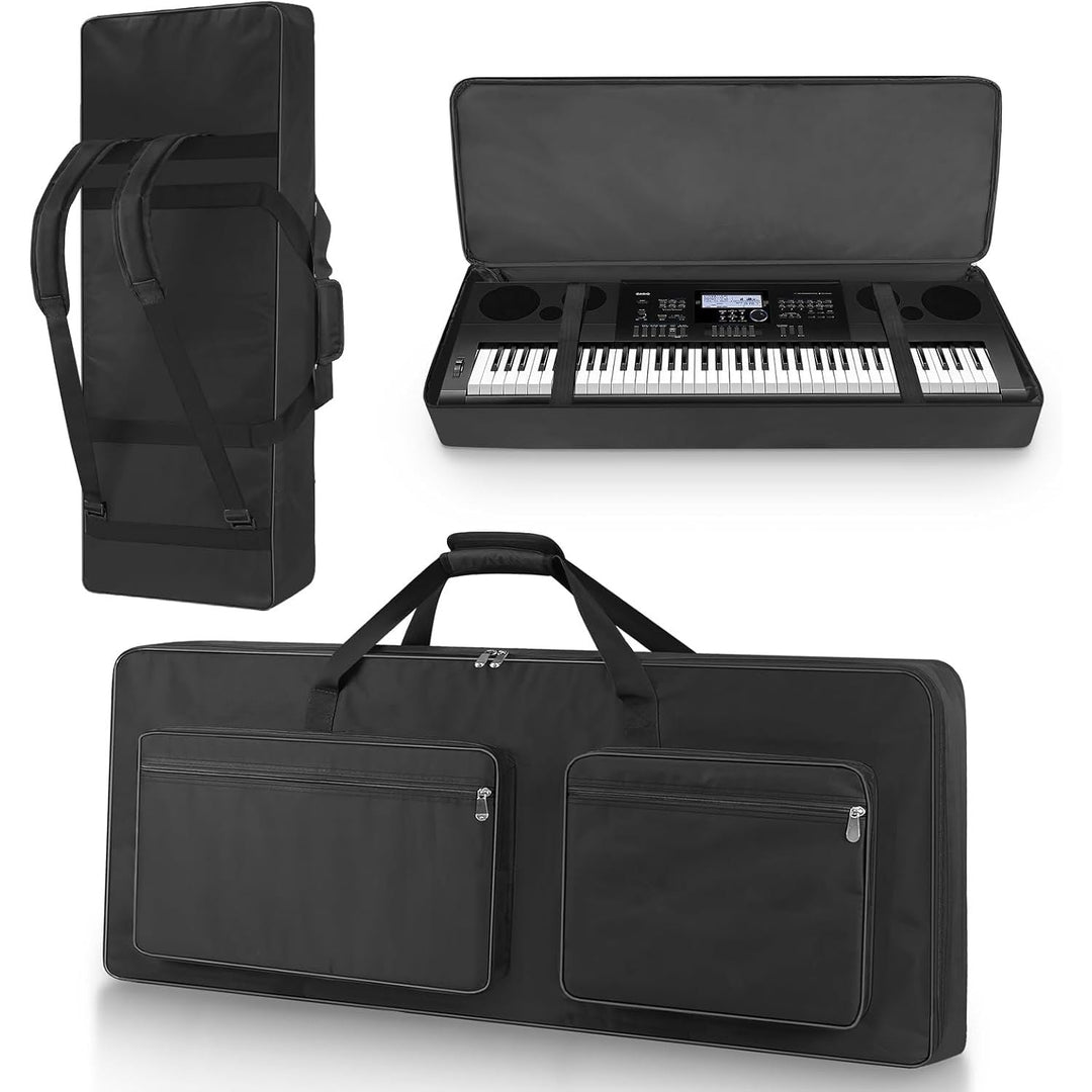73/76 - Key Keyboard Case - Portable Electric Piano Gig Bag with Handles, 4 Pockets, Durable 600D Oxford Cloth with 10MM Sponge Padded Protection, (118 x 13 x 45 CM) - Just Closeouts Canada Inc.X004G6UB31