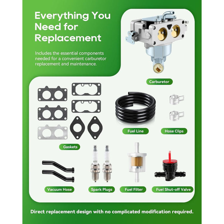 796997 V-Twin Carburetor Kit with Fuel Hose, Clamps & Spark Plugs - Just Closeouts Canada Inc.