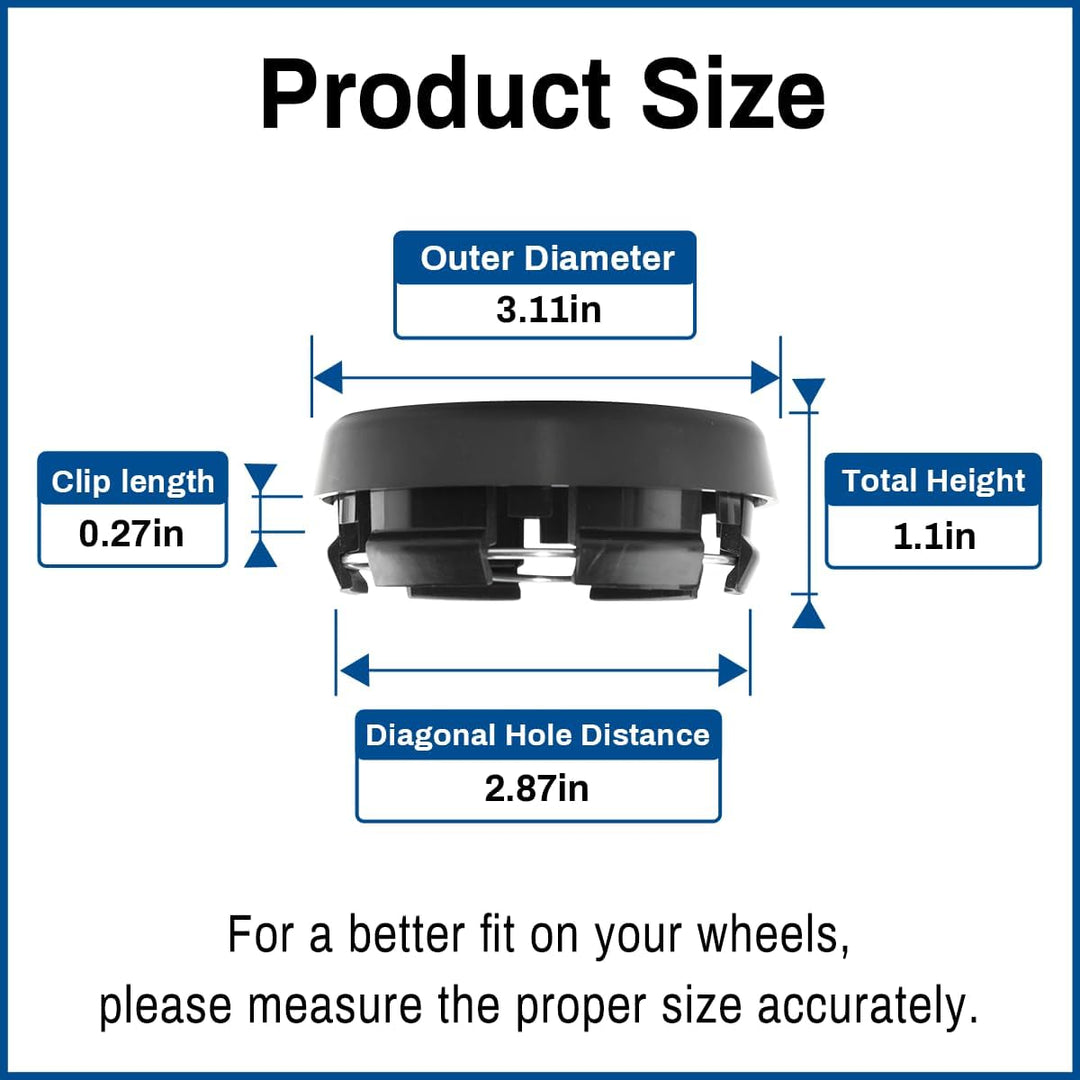 79mm Wheel Center Caps for ADVAN Racing RS-D, RZ, RCIII, TCIII, RT, RZ-DF, GT, RS-DF, RGIII, RZII Rim Hubcaps Black, Outer 3.11in/79MM, Inner 2.87in/73MM - Just Closeouts Canada Inc.