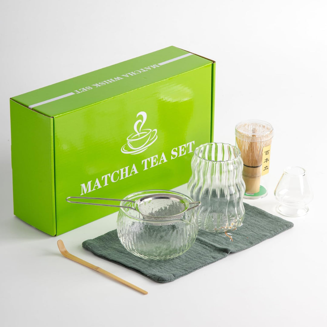 7Pcs Japanese Matcha Tea Set, Matcha Kit with Matcha Bowl (with Pouring Spout), Matcha Whisk, Whisk Holder, Strainer - Elegant Matcha Set for Gifting and Personal Use, Gift Box Packaging - Just Closeouts Canada Inc.X004FEFQ11