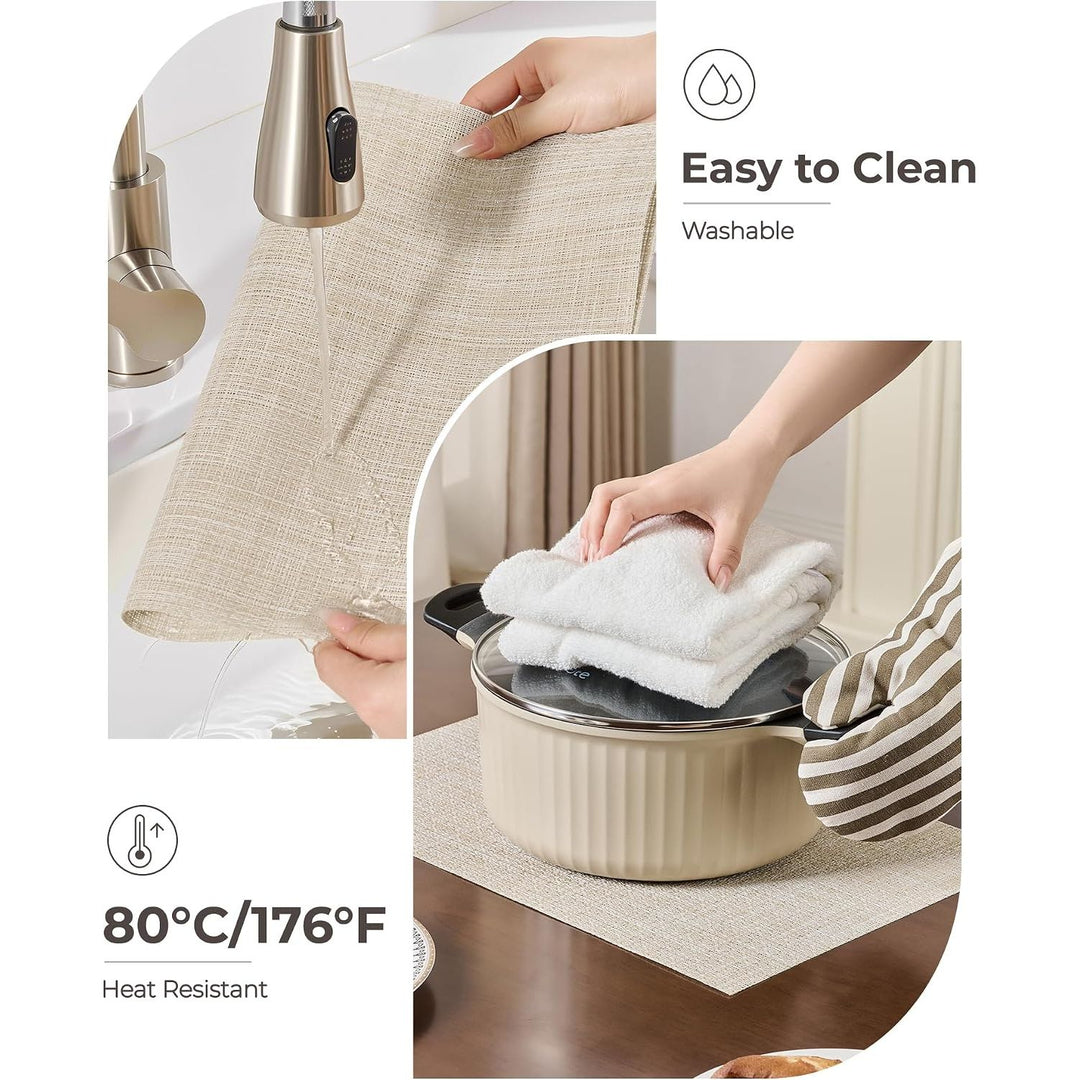 8 Beige Woven PVC Dining Placemats, 44.7 × 30 cm - Just Closeouts Canada Inc.