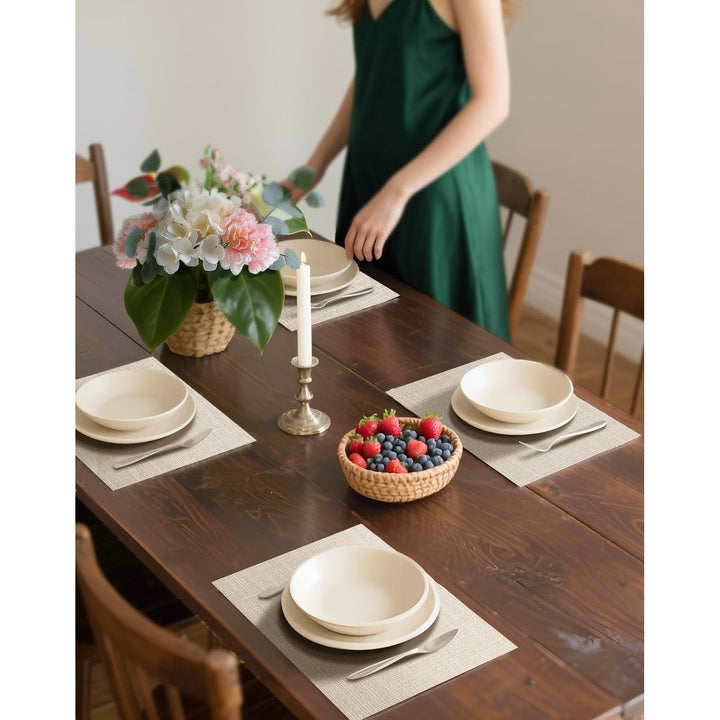 8 Beige Woven PVC Dining Placemats, 44.7 × 30 cm - Just Closeouts Canada Inc.