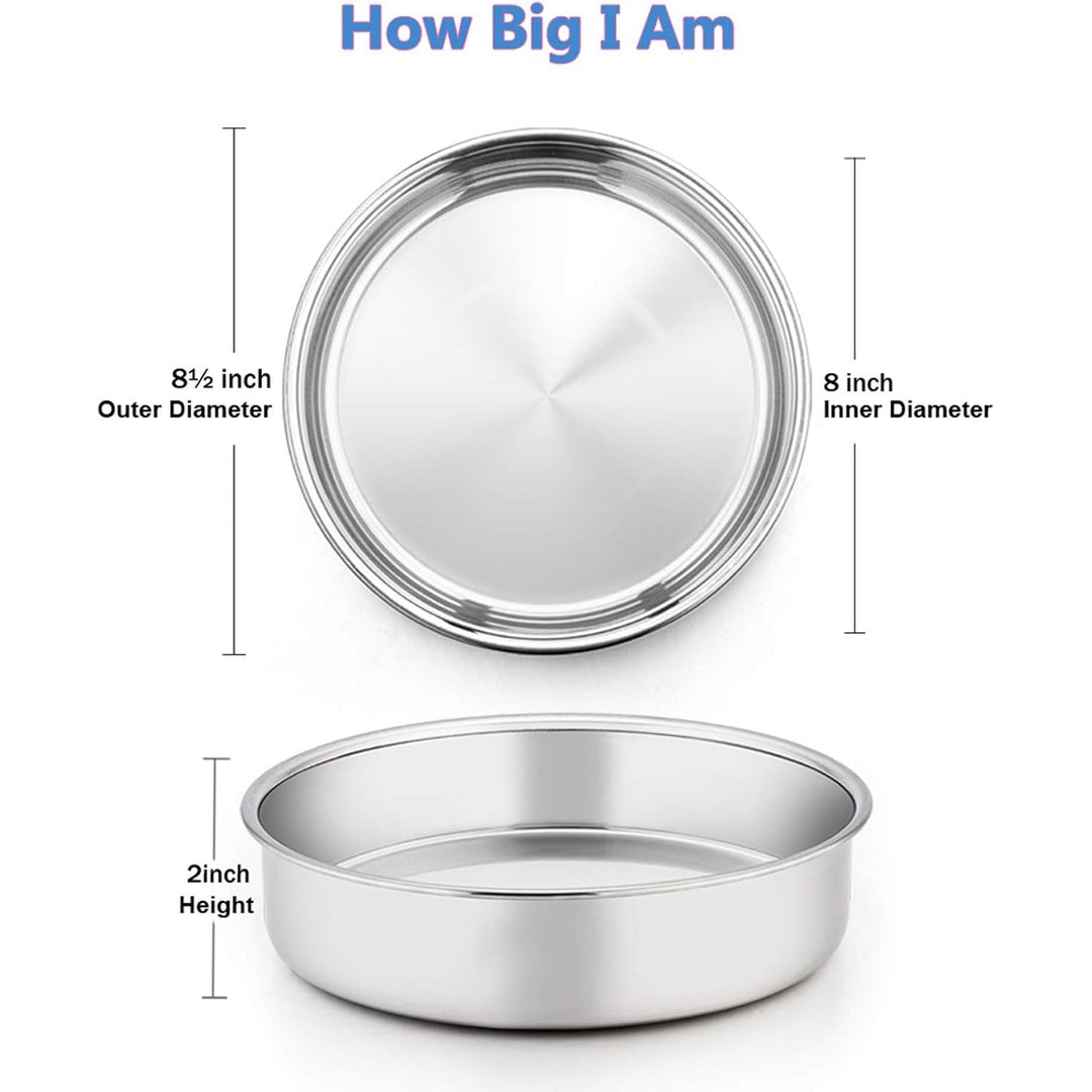 8 Inch Cake Pan Set of 4, Stainless Steel Round Layer Cake Baking Pans, Non - Toxic & Healthy, Mirror Finish & Dishwasher Safe - Just Closeouts Canada Inc.