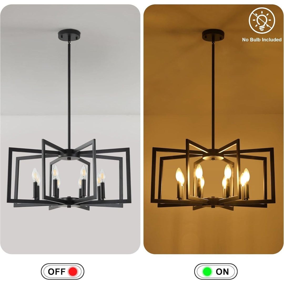 8 - Light Modern Farmhouse Black Geometric Chandelier, Adjustable Height Dining Room Light Fixtures Over Table, Large Industrial Metal Chandeliers for Dining Room Kitchen Island Entryway - Just Closeouts Canada Inc.X004A3JRDF