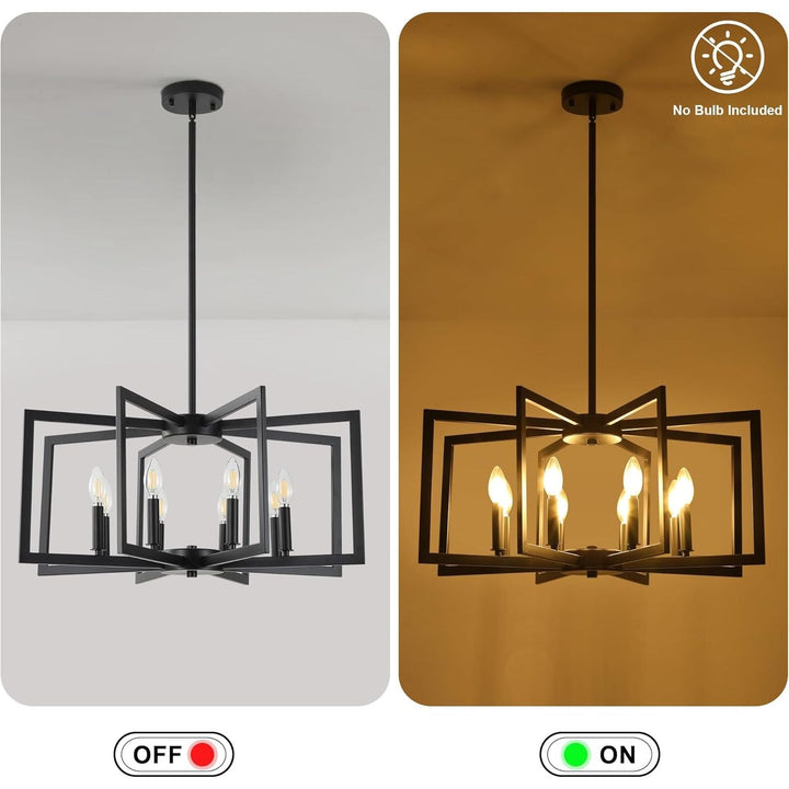 8 - Light Modern Farmhouse Black Geometric Chandelier, Adjustable Height Dining Room Light Fixtures Over Table, Large Industrial Metal Chandeliers for Dining Room Kitchen Island Entryway - Just Closeouts Canada Inc.X004A3JRDF