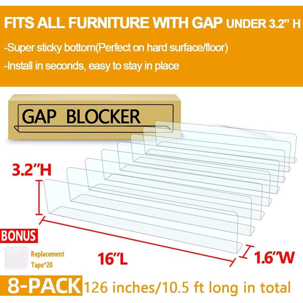 8 - Pack Toy Blocker, Gap Bumper for Under Furniture, Easy to Install - Just Closeouts Canada Inc.