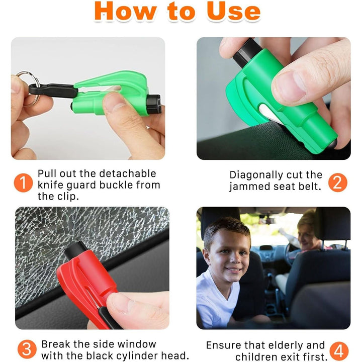 8 Pcs Glass Breaker Seatbelt Cutter, 2-in-1 Car Escape Rescue Tool with Car Window Breaker and Seat Belt Cutter, Mini Hammer Emergency Rescue Tool Keychain - Just Closeouts Canada Inc.X0043BFEPJ