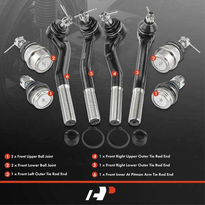 8-Piece Front Ball Joint and Tie Rod End Kit for Jeep Grand Cherokee 1999–2004 - Just Closeouts Canada Inc.