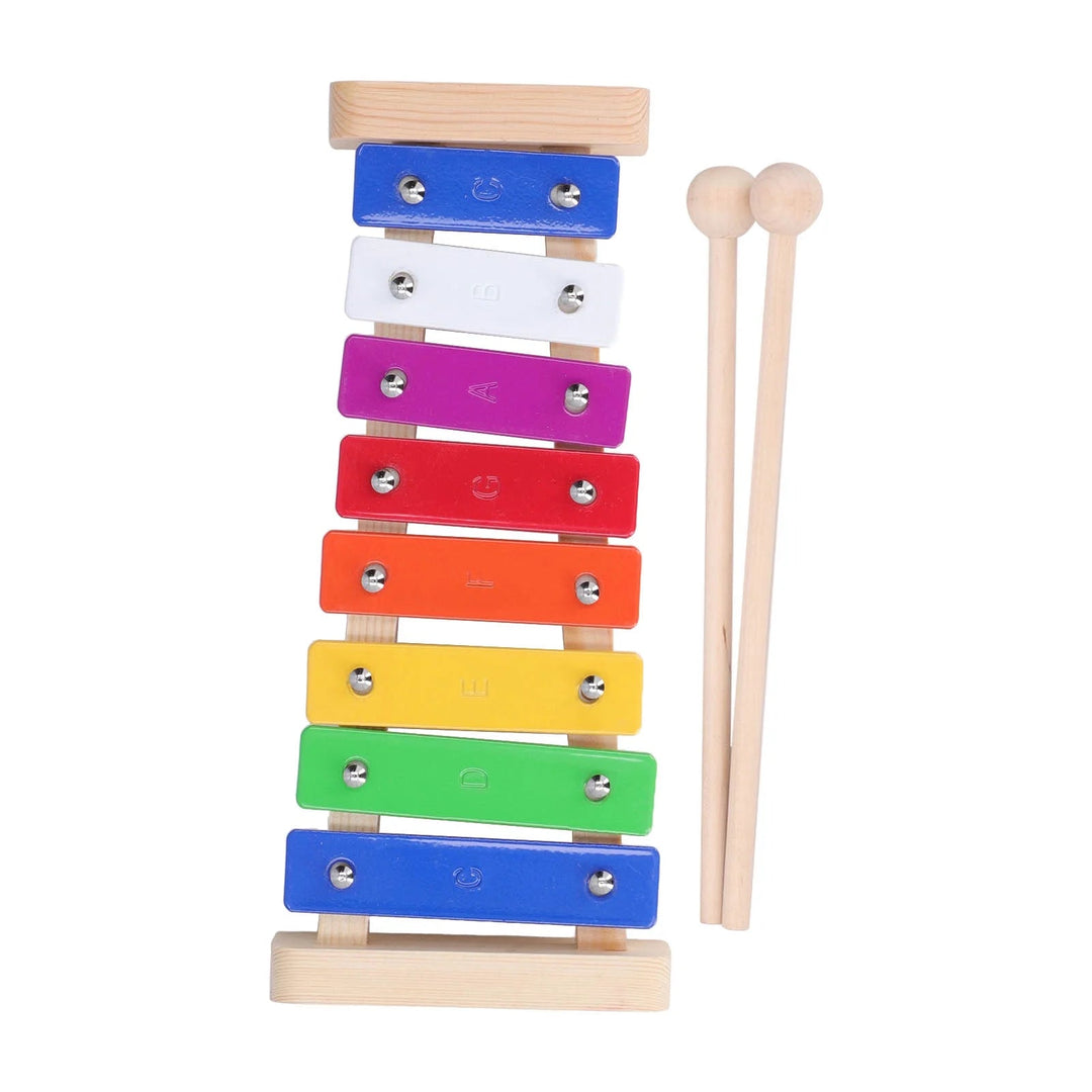 8 Tone Xylophone, Aluminum Bars Wood Educational Chromatic Clear Wooden Glockenspiel With 2 Mallets - Just Closeouts Canada Inc.