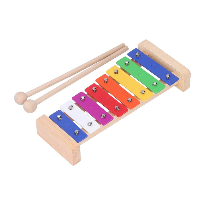 8 Tone Xylophone, Aluminum Bars Wood Educational Chromatic Clear Wooden Glockenspiel With 2 Mallets - Just Closeouts Canada Inc.