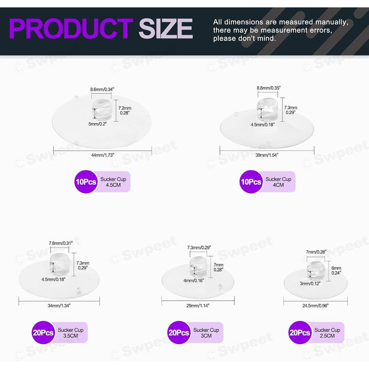 80 Clear Suction Cups in 5 Sizes with Zip Ties - Just Closeouts Canada Inc.X0034OZ3NJ