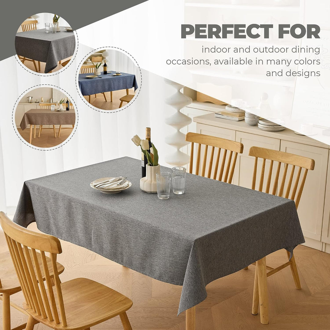 Dirty-repel Linen Party Rectangular Tablecloth, Wipeable Anti-scratches Table Cloth Waterproof Table Cover for 6 Foot Table, Dining Coffee Table(Oblong, 60 x 84 inch (Rectangular),Dark Grey)