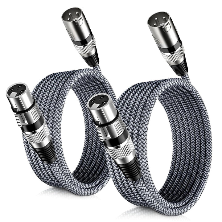 XLR Male to XLR Female Microphone Cable 16.5FT,2 Pack XLR Mic Cord,3-Pin Balanced Shielded XLR Wire for Microphone,Recording Studio,Amplifier,Audio Mixer,Speaker Systems,Karaoke,Podcast,Grey